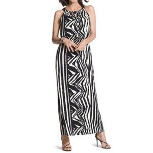 NWT, $139, CHICO'S "Knit Kit Zebra Geo Maxi Dress" - 0 (4-6/Small)